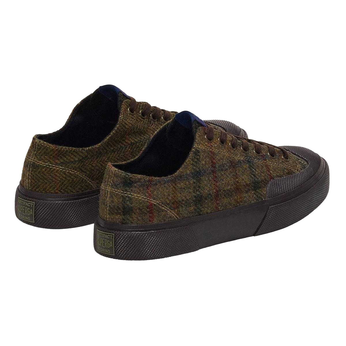 Green-Dark Brown - Back - Superga Unisex Adult 2432 Works Patchwork Wool Trainers