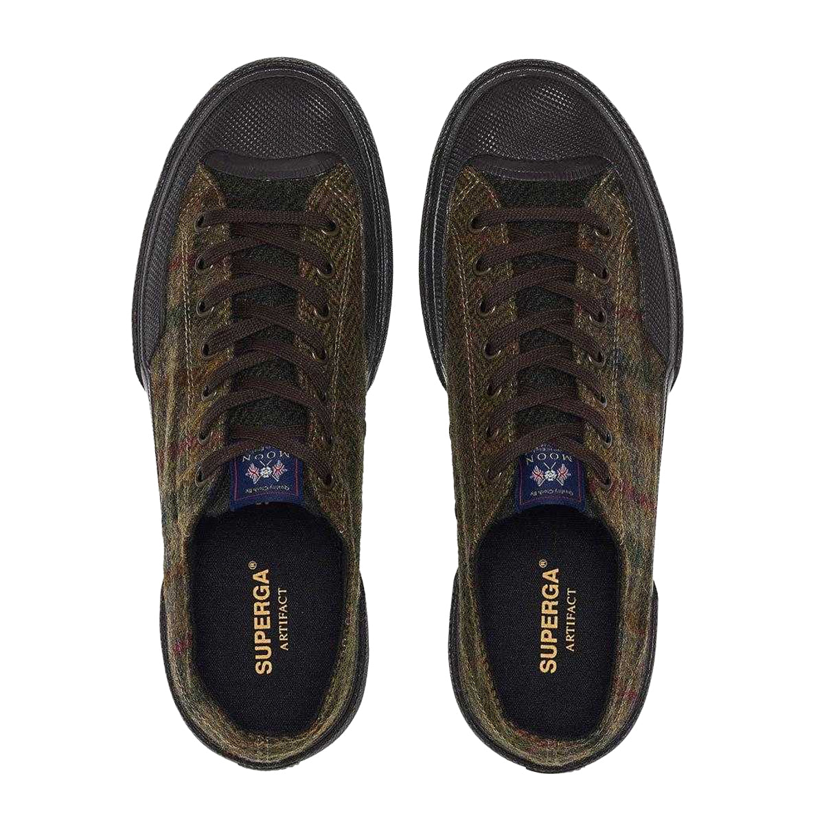 Green-Dark Brown - Side - Superga Unisex Adult 2432 Works Patchwork Wool Trainers