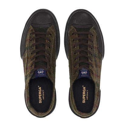 Green-Dark Brown - Side - Superga Unisex Adult 2432 Works Patchwork Wool Trainers