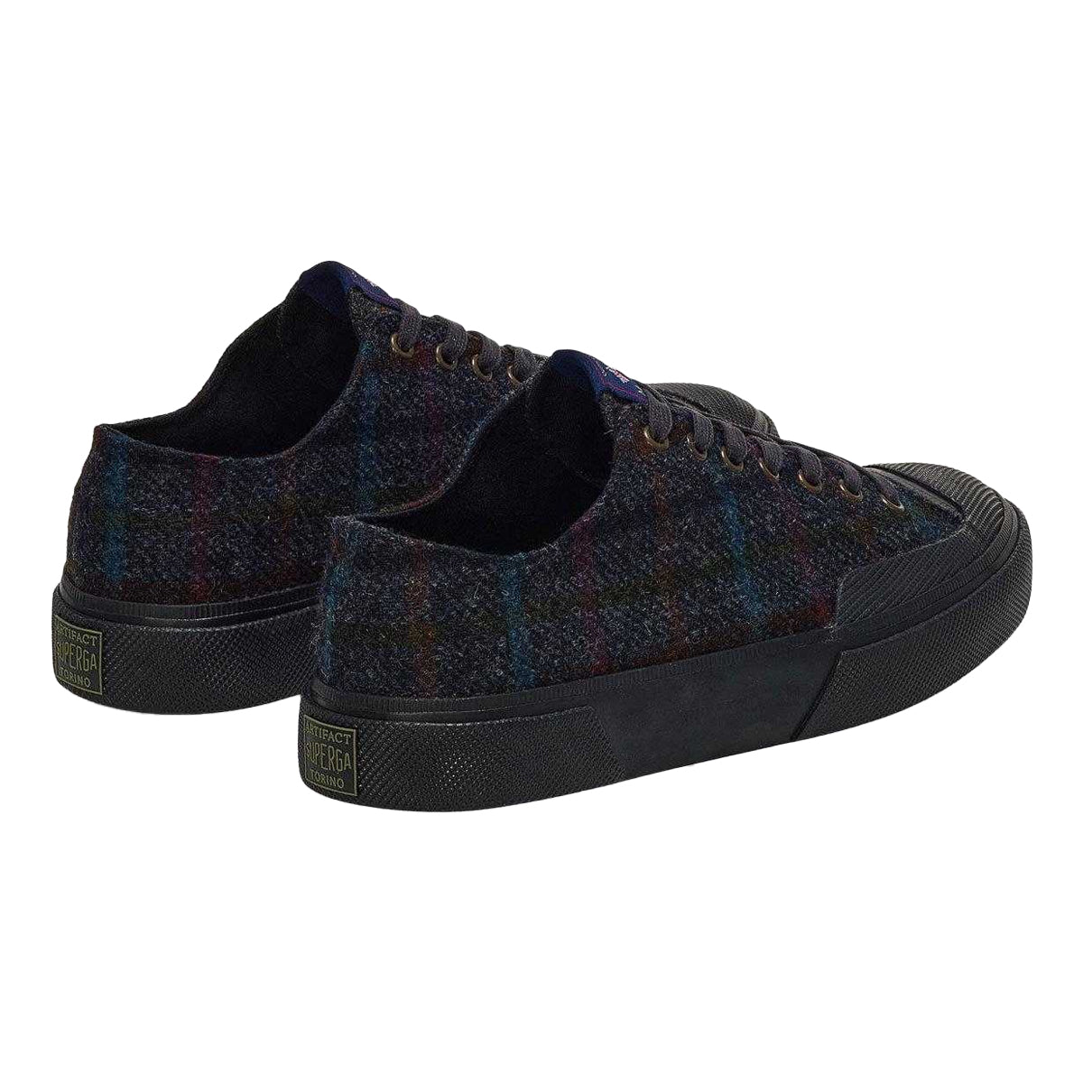 Navy-Brown Honey-Grey - Back - Superga Unisex Adult 2432 Works Patchwork Wool Trainers