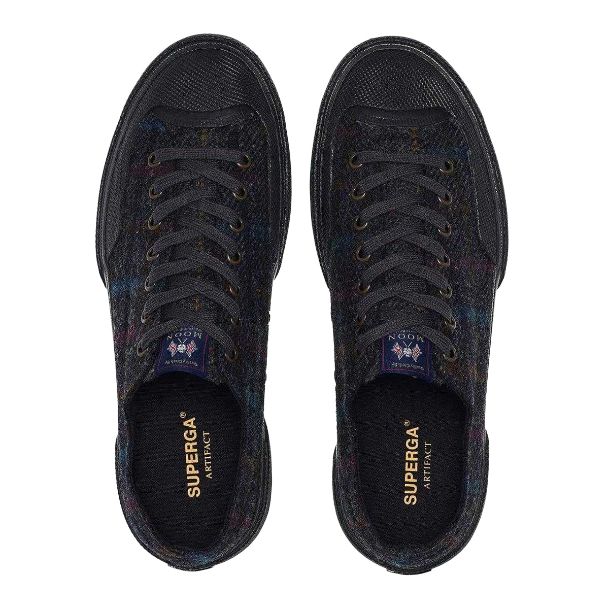 Navy-Brown Honey-Grey - Side - Superga Unisex Adult 2432 Works Patchwork Wool Trainers