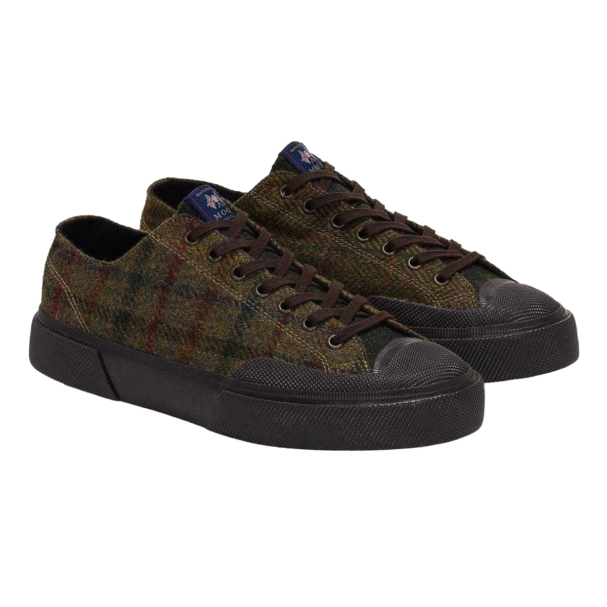 Green-Dark Brown - Front - Superga Unisex Adult 2432 Works Patchwork Wool Trainers