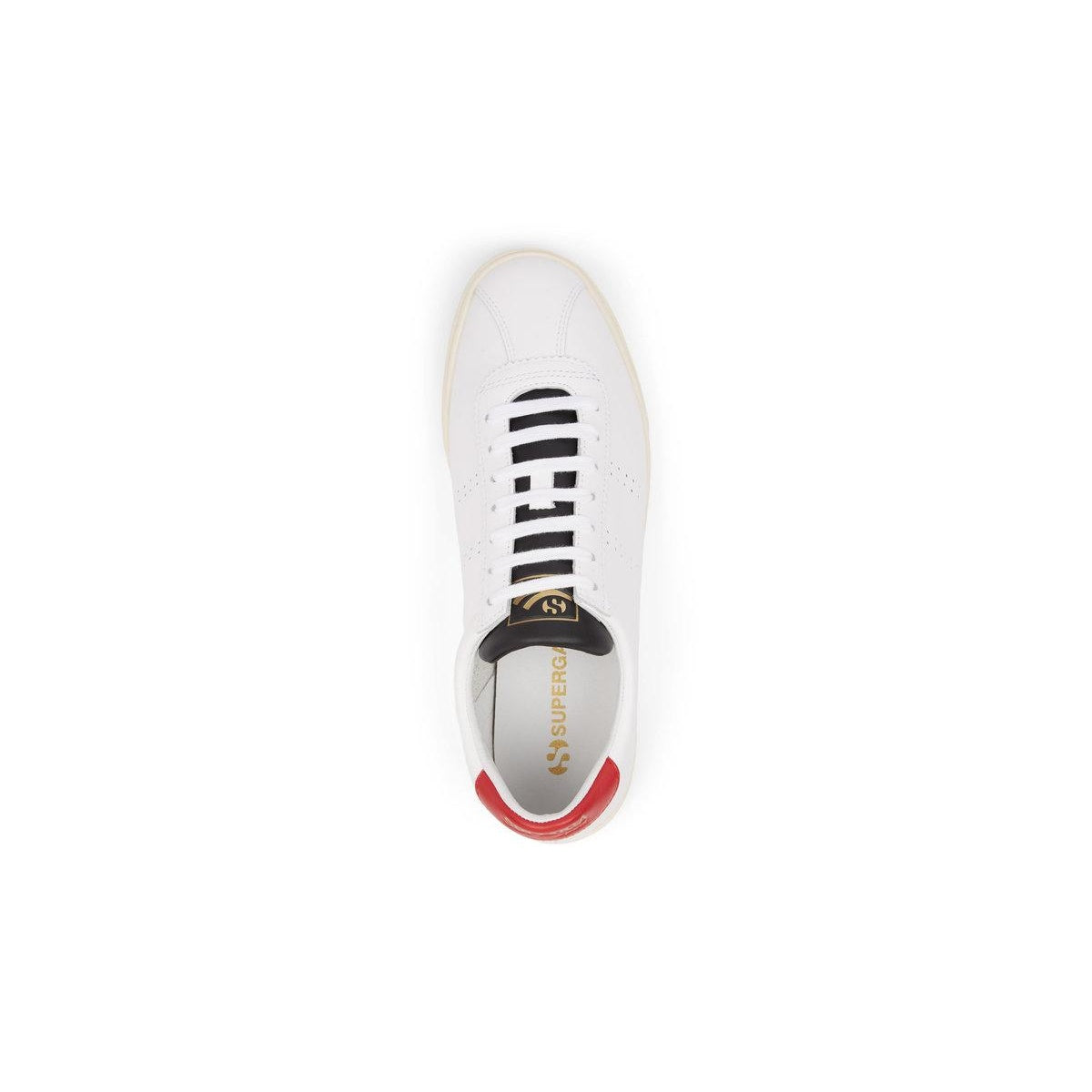 White-Flame Red - Back - Superga Unisex Adult 2843 Sport Club S Leather Trainers