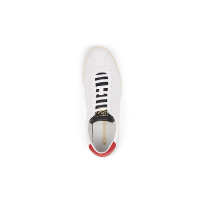 White-Flame Red - Back - Superga Unisex Adult 2843 Sport Club S Leather Trainers