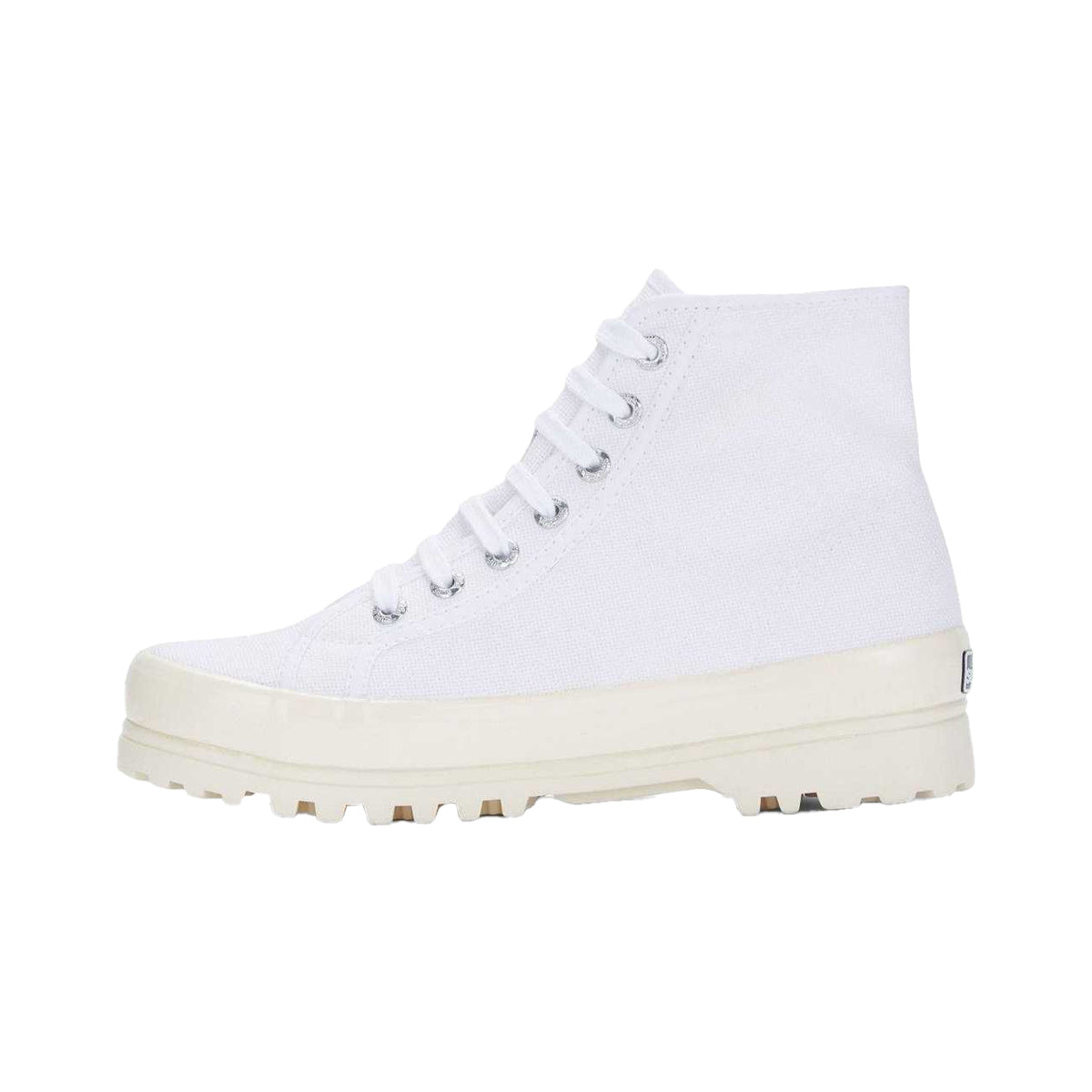White-Shiny Off White - Front - Superga Unisex Adult 2341 Alpina Shiny Gum High Top Trainers
