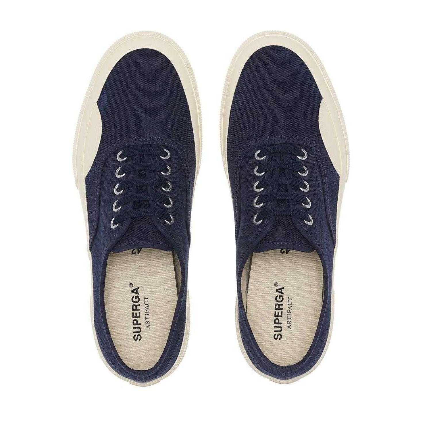 Navy-Off White - Side - Superga Unisex Adult 2430 Deck Canvas Trainers