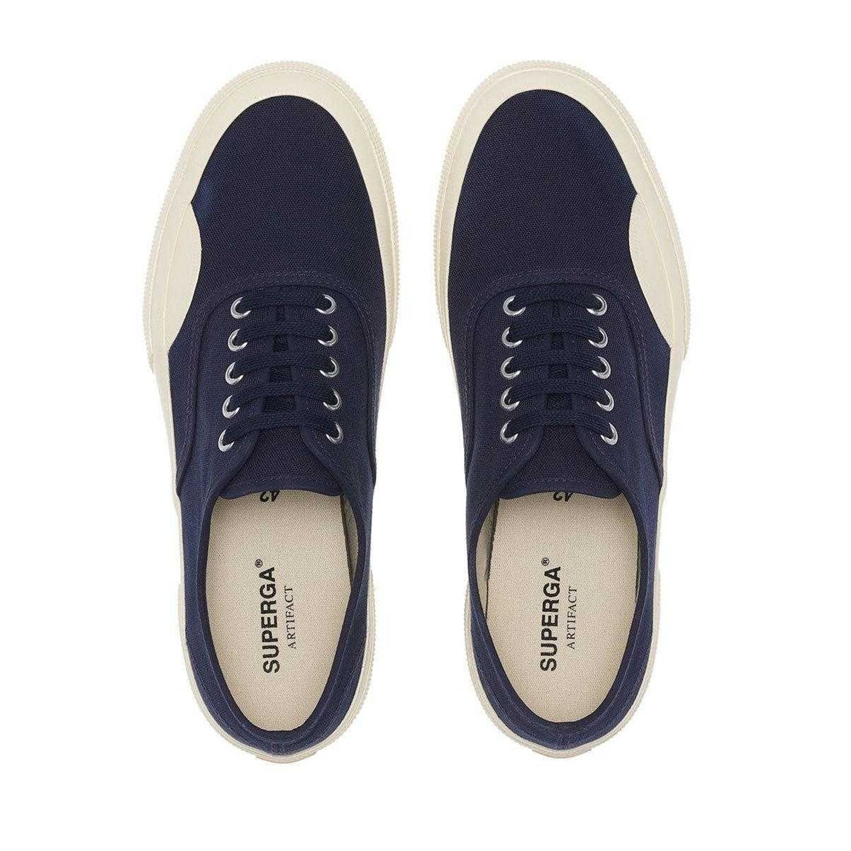 Navy-Off White - Side - Superga Unisex Adult 2430 Deck Canvas Trainers