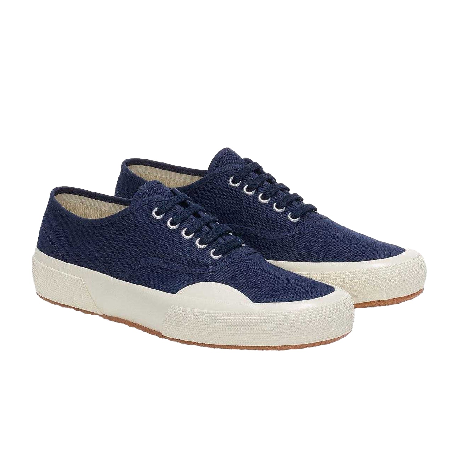 Navy-Off White - Front - Superga Unisex Adult 2430 Deck Canvas Trainers