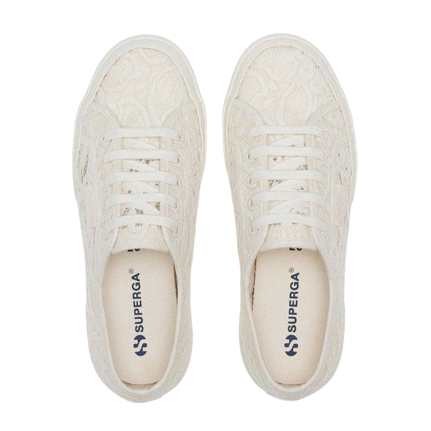 White-Avorio - Side - Superga Womens-Ladies 2750 Macrame Trainers