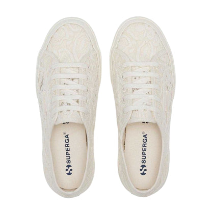 White-Avorio - Side - Superga Womens-Ladies 2750 Macrame Trainers