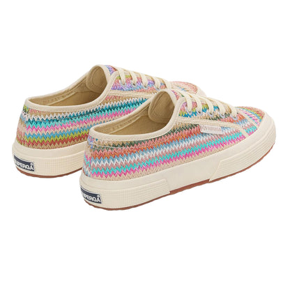 Multicoloured - Back - Superga Womens-Ladies 2750 Herringbone Raffia Trainers