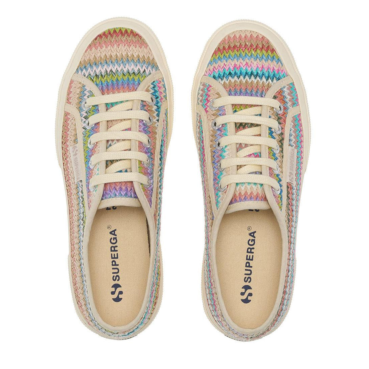 Multicoloured - Side - Superga Womens-Ladies 2750 Herringbone Raffia Trainers