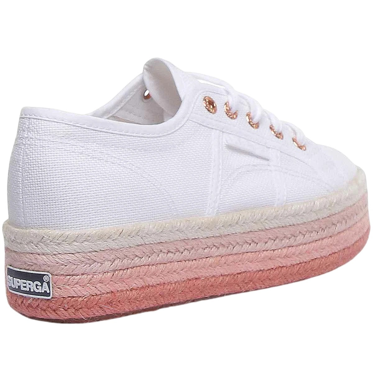 White-Rose Gold - Back - Superga Womens-Ladies 2790 Cotrope Trainers
