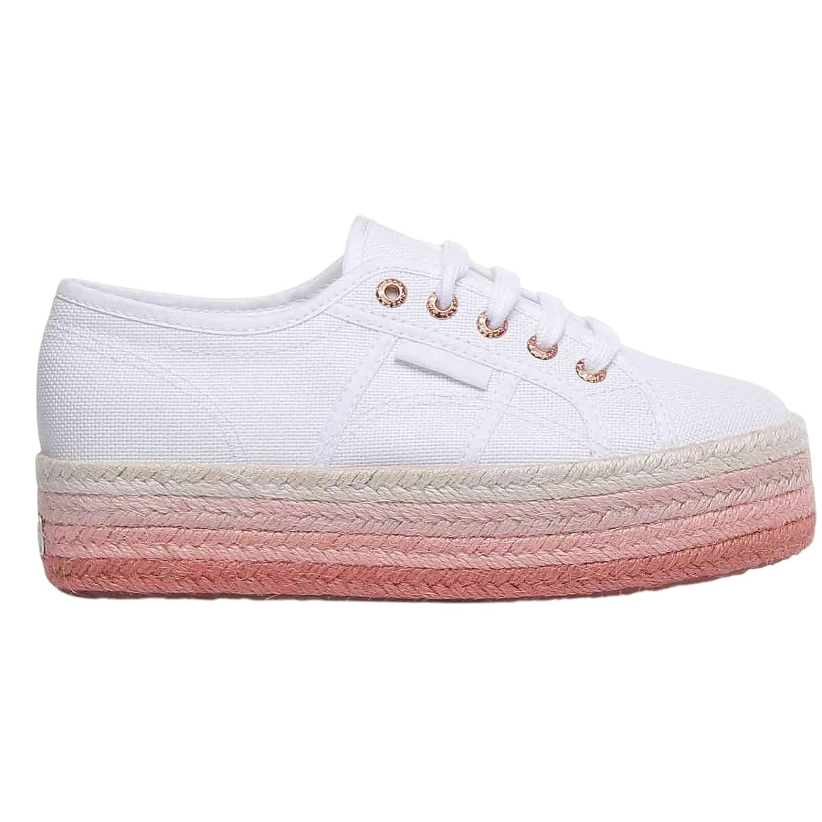 White-Rose Gold - Side - Superga Womens-Ladies 2790 Cotrope Trainers