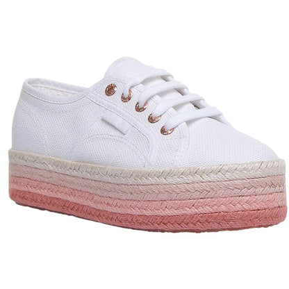 White-Rose Gold - Front - Superga Womens-Ladies 2790 Cotrope Trainers