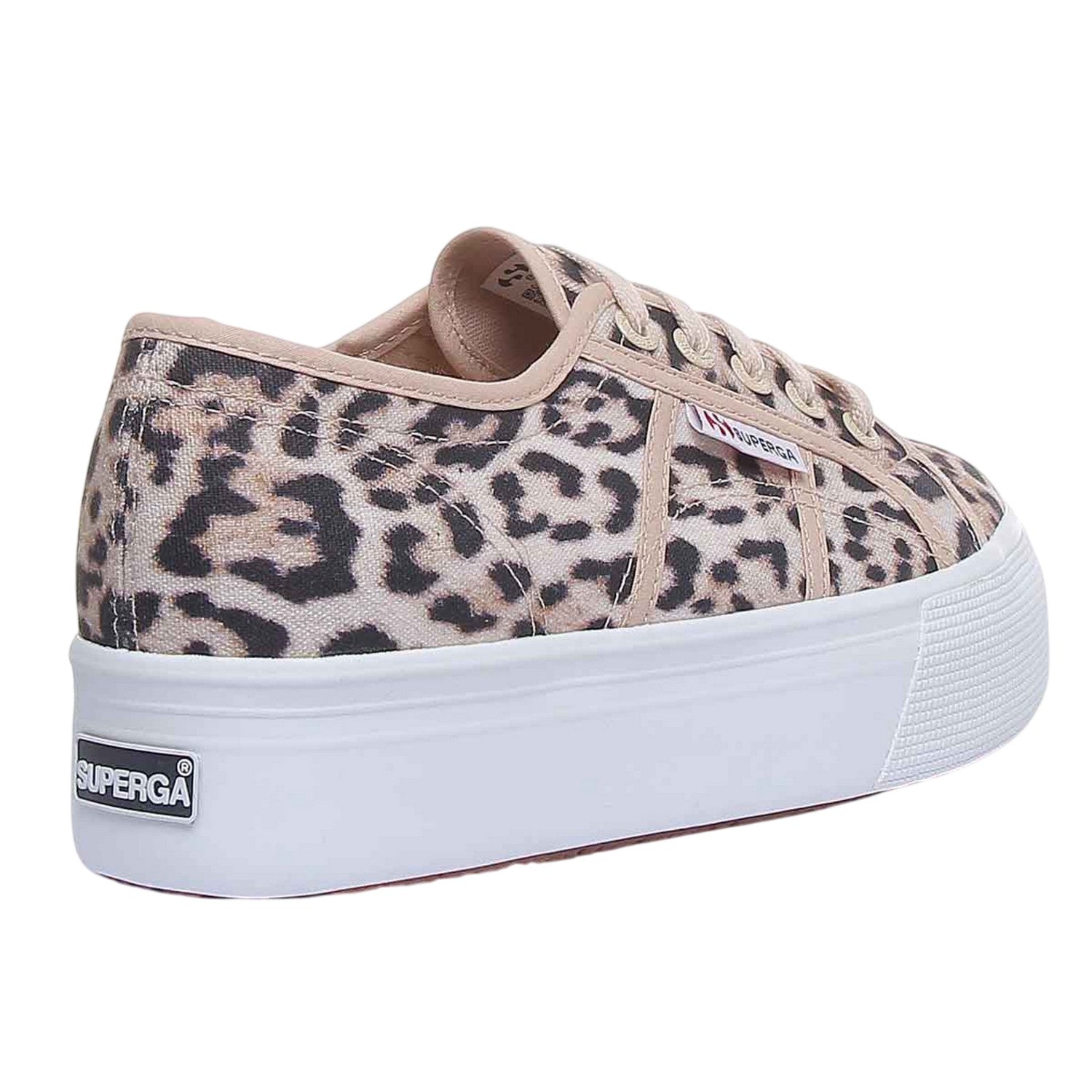 Beige - Back - Superga Womens-Ladies 2790 Jaguar Print Trainers