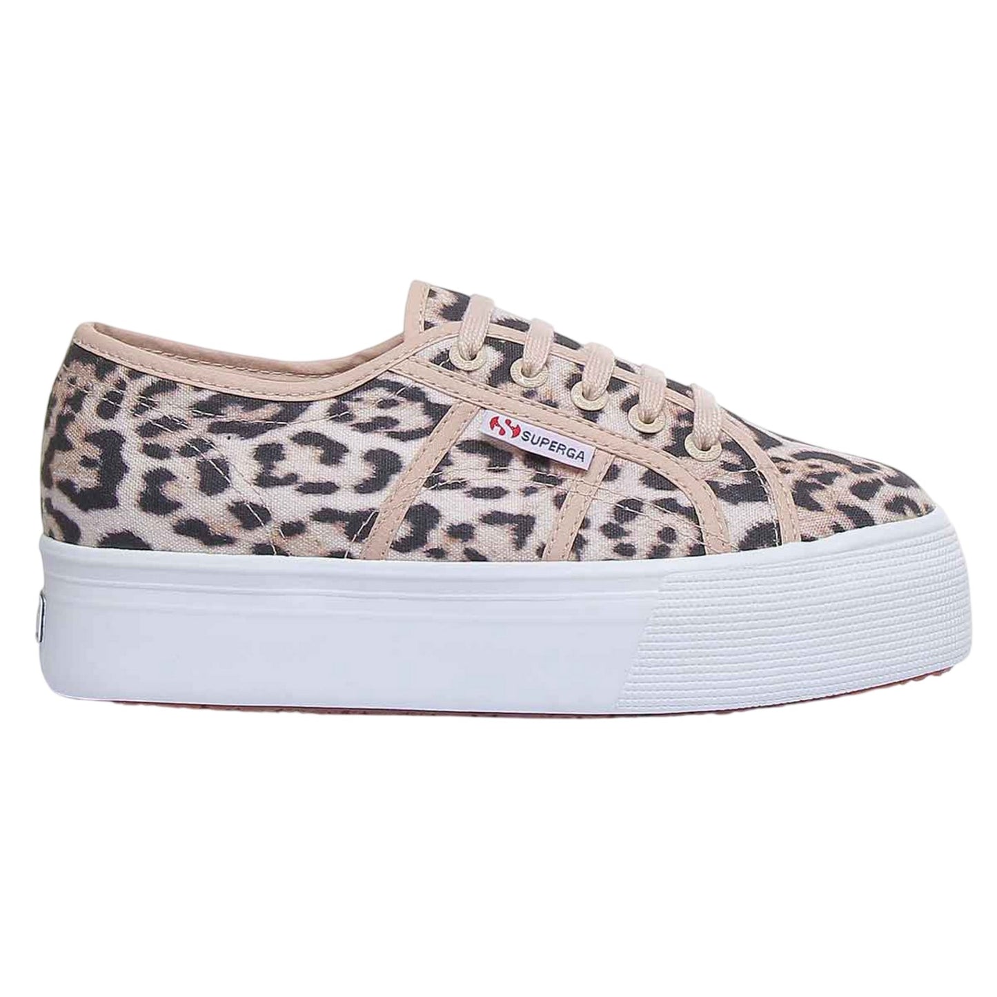 Beige - Side - Superga Womens-Ladies 2790 Jaguar Print Trainers