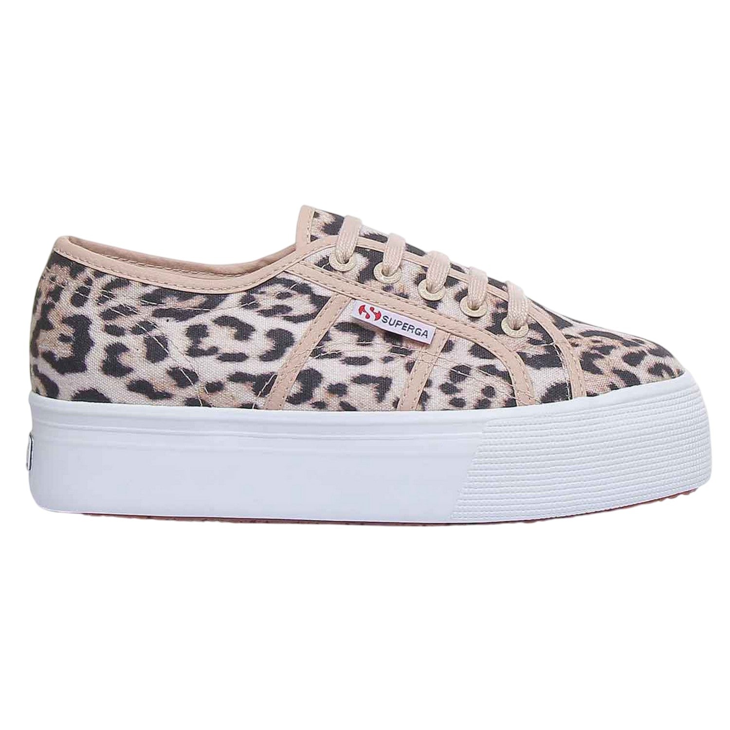 Beige - Side - Superga Womens-Ladies 2790 Jaguar Print Trainers