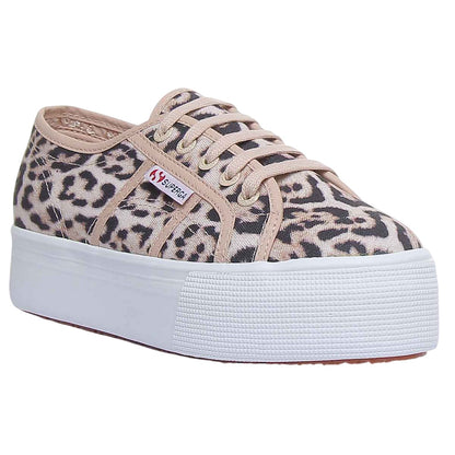 Beige - Front - Superga Womens-Ladies 2790 Jaguar Print Trainers