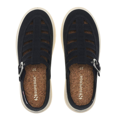 Black-Off White - Lifestyle - Superga Womens-Ladies 3541 Alpina Gurkha Fisherman Sandals
