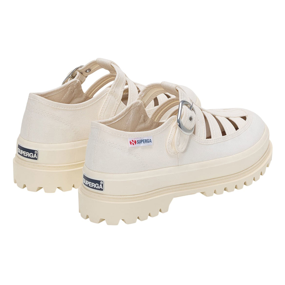 Off White - Back - Superga Womens-Ladies 3541 Alpina Gurkha Fisherman Sandals