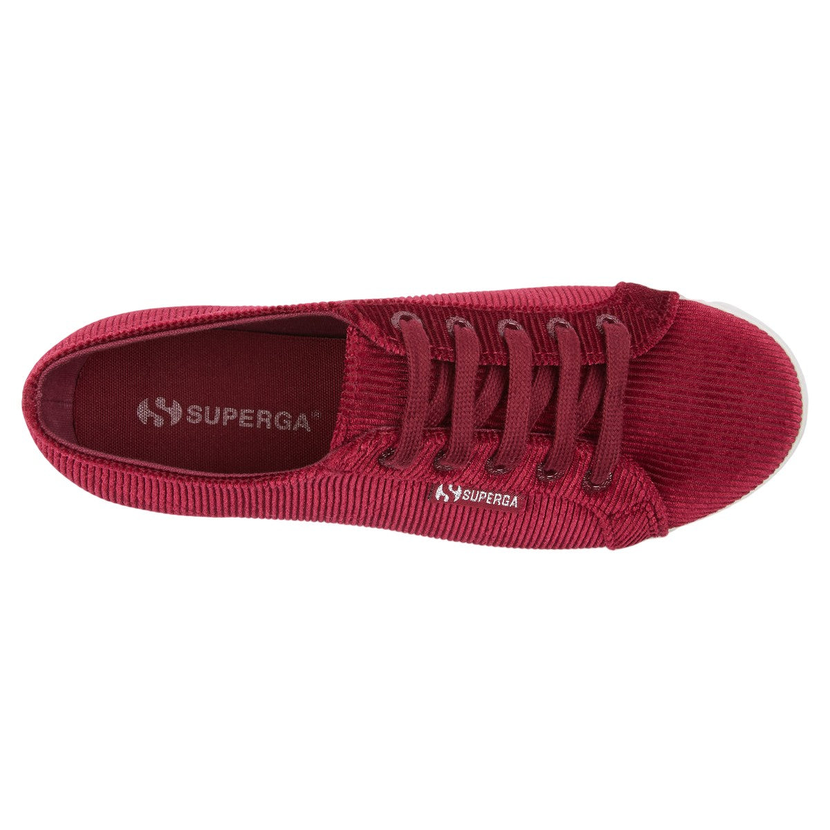Bordeaux - Side - Superga Womens-Ladies Corduroy Trainers