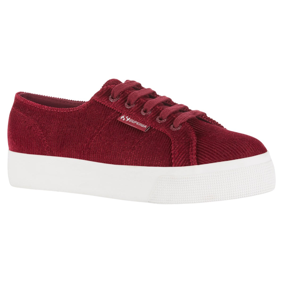Bordeaux - Front - Superga Womens-Ladies Corduroy Trainers