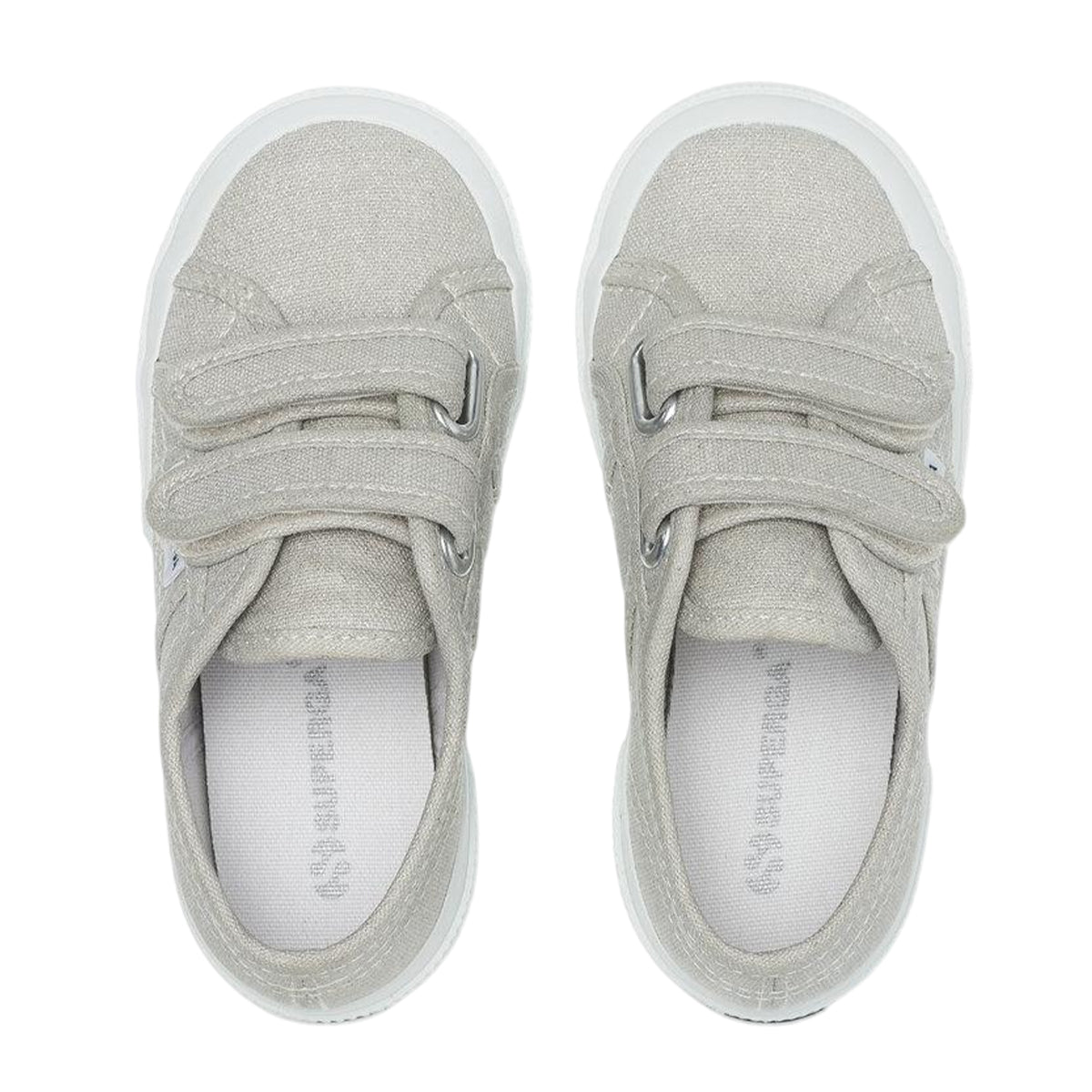 Grey - Side - Superga Girls 2750 Glitter Straps Trainers