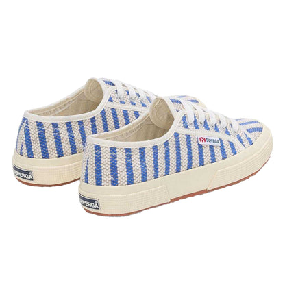 Blue-Off White - Back - Superga Womens-Ladies Striped Flat Trainers