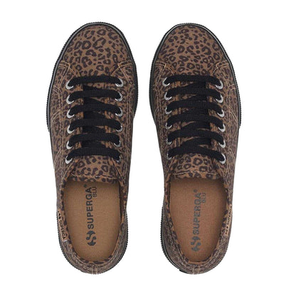 Black-Beige - Side - Superga Womens-Ladies 3790 Leggera Leopard Print Platform Trainers