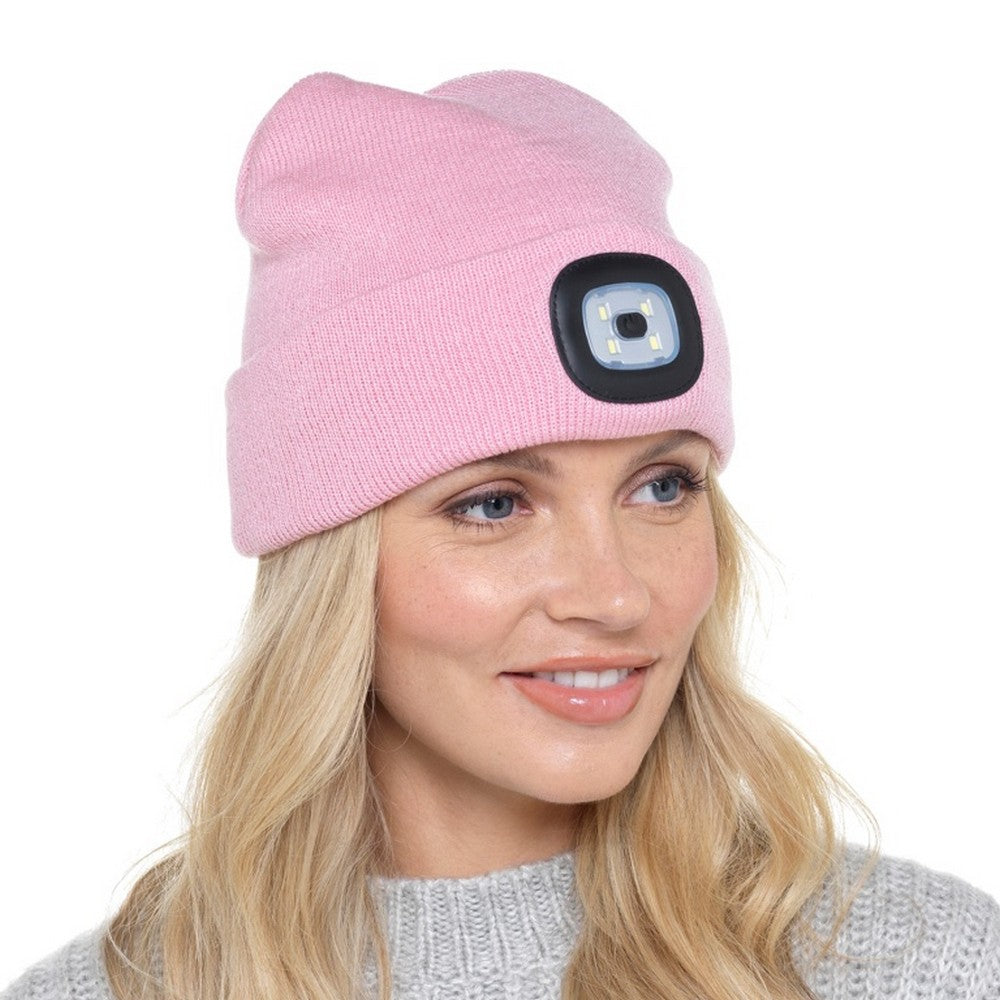 Pink - Front - RJM Unisex Adult LED Torch Beanie (Batteries Included)