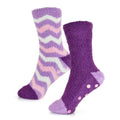 Purple-Pink-White - Front - RJM Womens-Ladies Stripe Gripped Socks (Pack of 2)