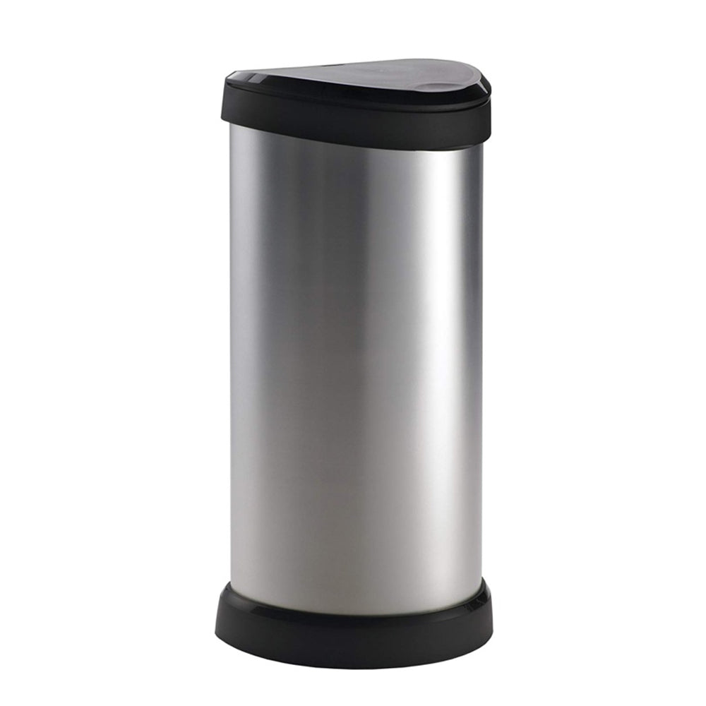 Black-Silver - Front - Curver Deco Touch Bin