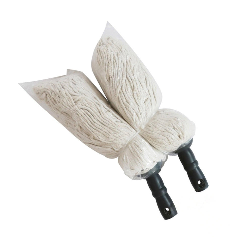White-Black - Front - Groundsman Bamboo Deluxe Cotton Mop Head (Pack of 2)