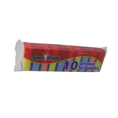 Multicoloured - Back - Superbright Sponge Scourers (Pack of 10)