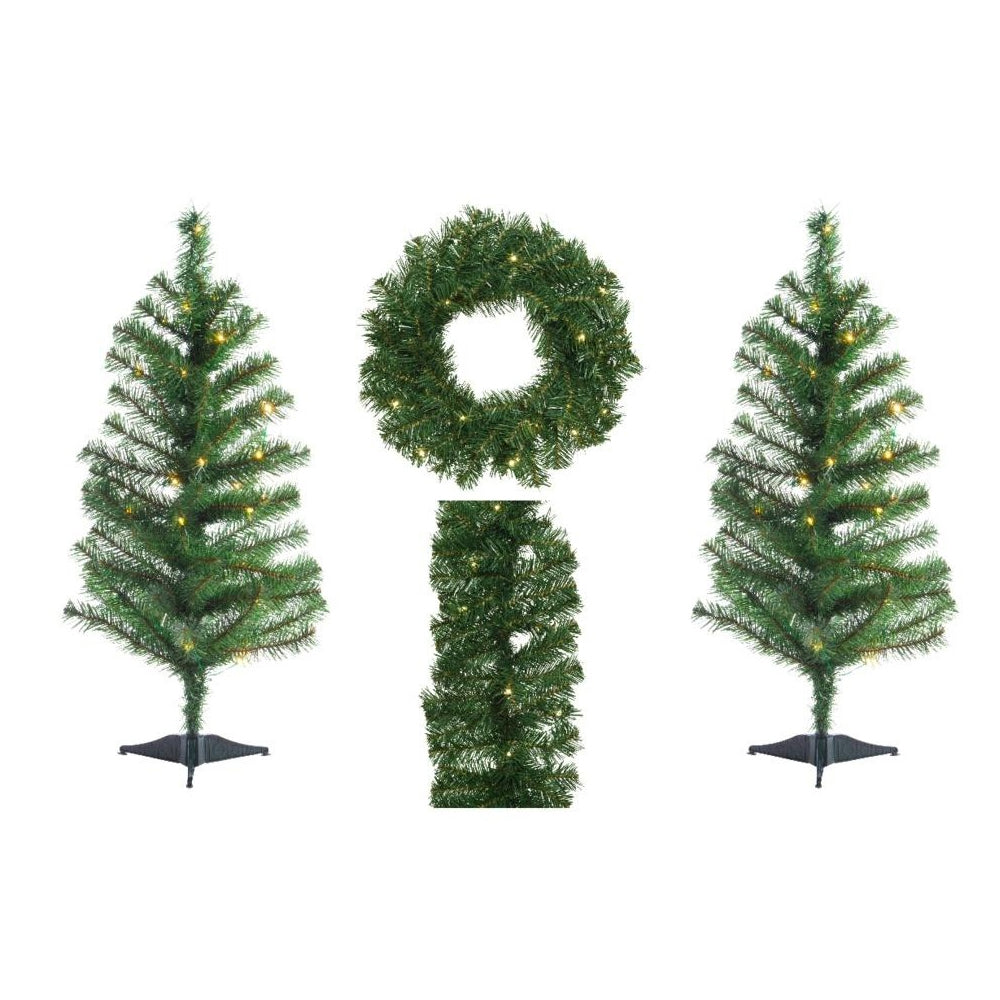 Green - Front - Kaemingk Rovinj Christmas Pre-Lit Tree (Pack of 4)