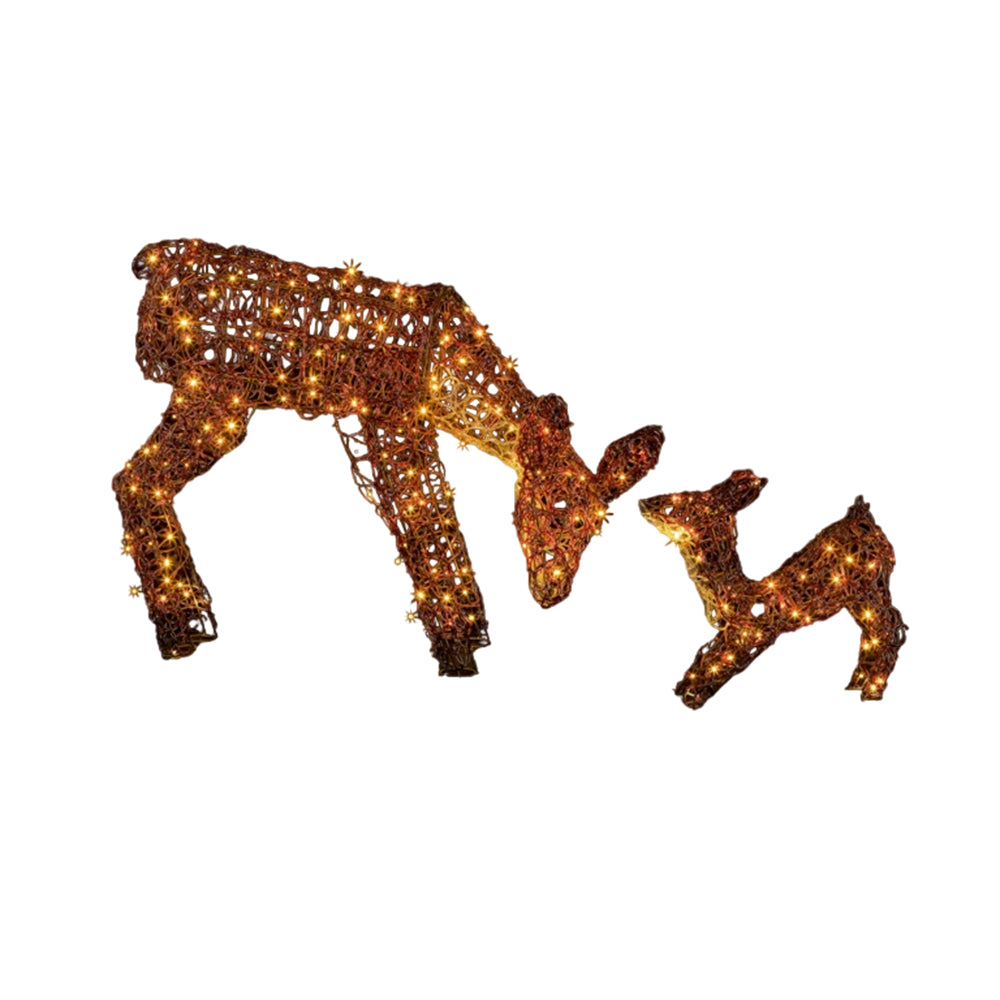 Brown - Front - Premier Mother & Baby Deer Acrylic Christmas Decoration