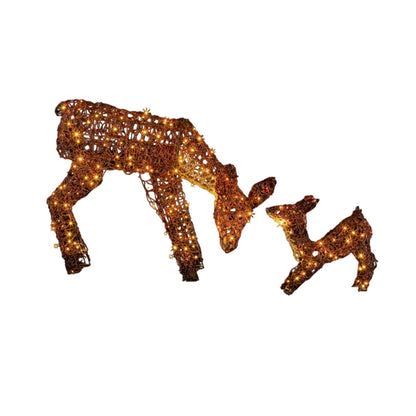 Brown - Front - Premier Mother & Baby Deer Acrylic Christmas Decoration