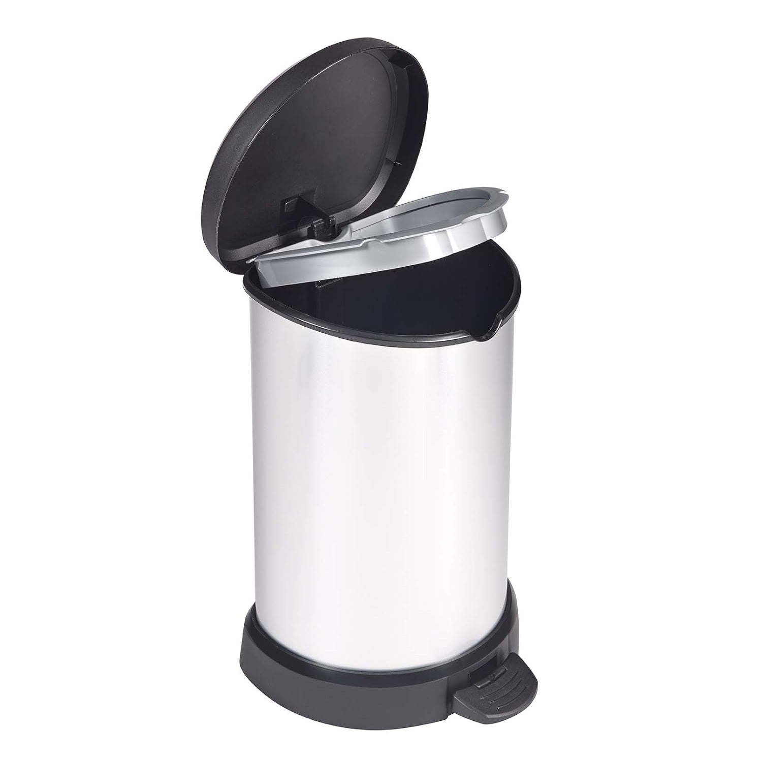 Black-Silver - Side - Curver Deco 20L Pedal Bin