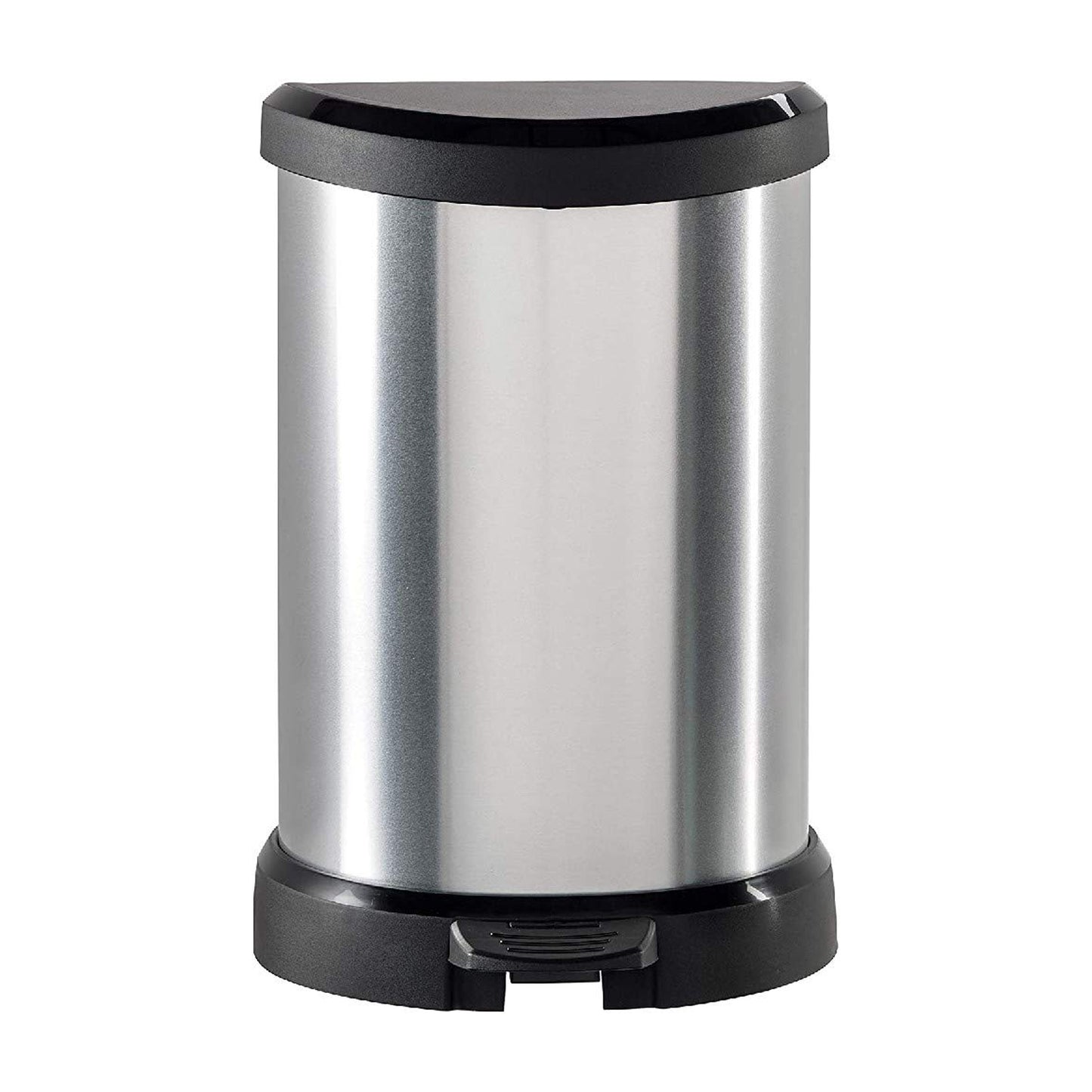 Black-Silver - Front - Curver Deco 20L Pedal Bin
