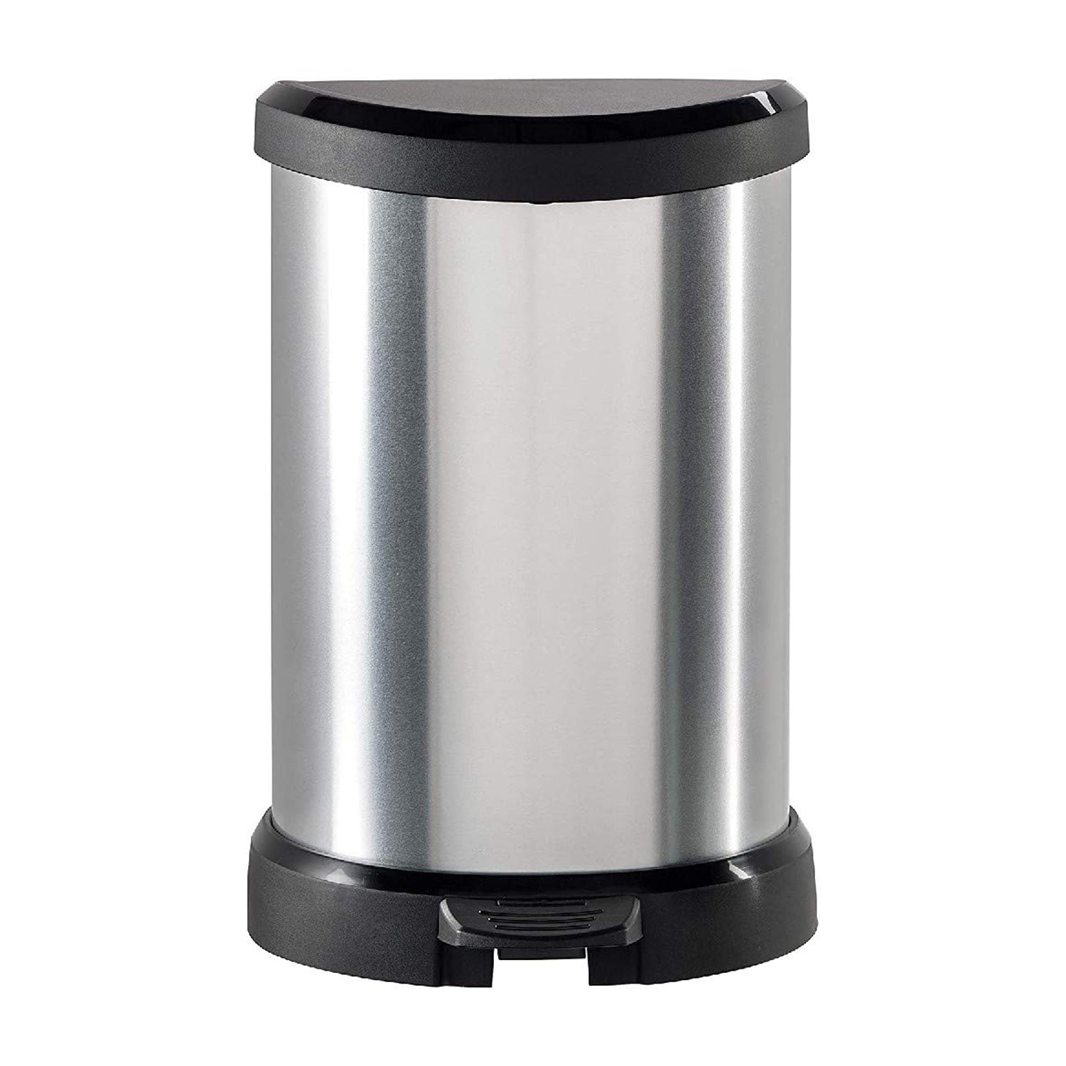 Black-Silver - Front - Curver Deco 20L Pedal Bin