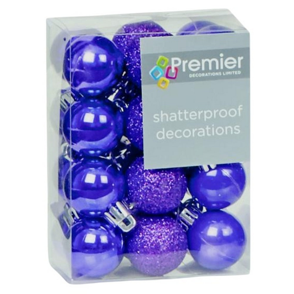 Purple - Back - Premier Multi-Finish Bauble (Pack of 24)