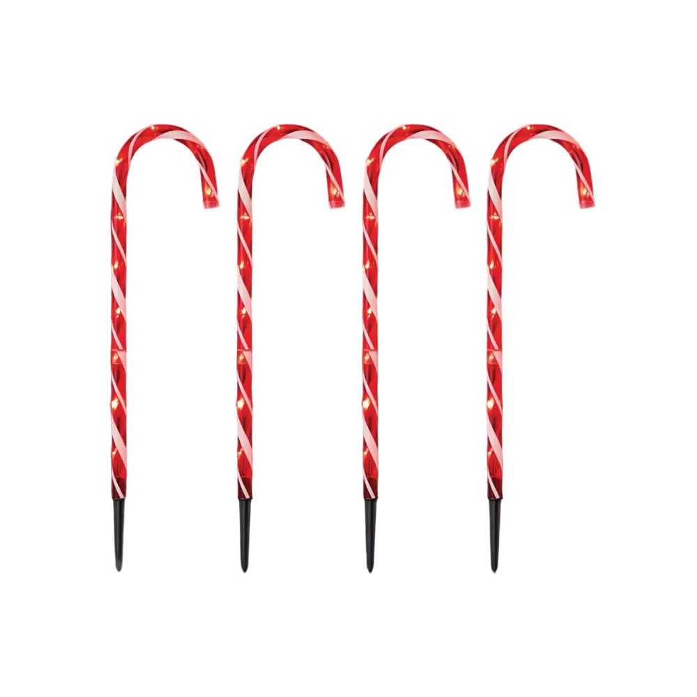 Red - Back - Premier Candy Cane Christmas Outdoor Path Lights (Pack of 4)