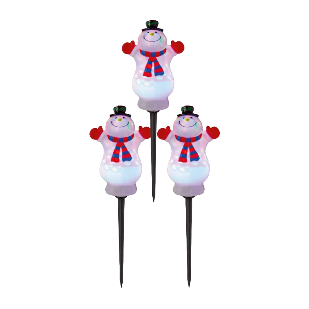 White-Black-Red - Back - Premier Snowman Outdoor Path Lights (Pack of 3)
