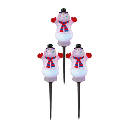 White-Black-Red - Back - Premier Snowman Outdoor Path Lights (Pack of 3)
