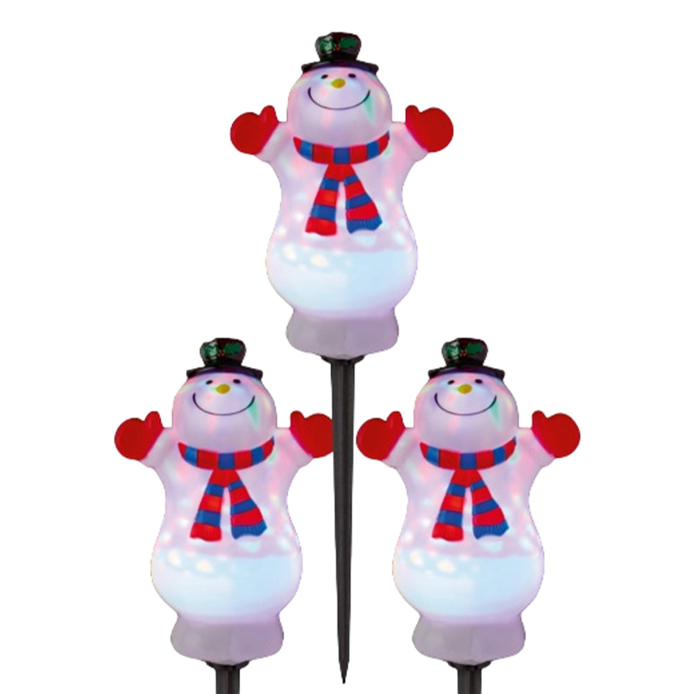 White-Black-Red - Front - Premier Snowman Outdoor Path Lights (Pack of 3)