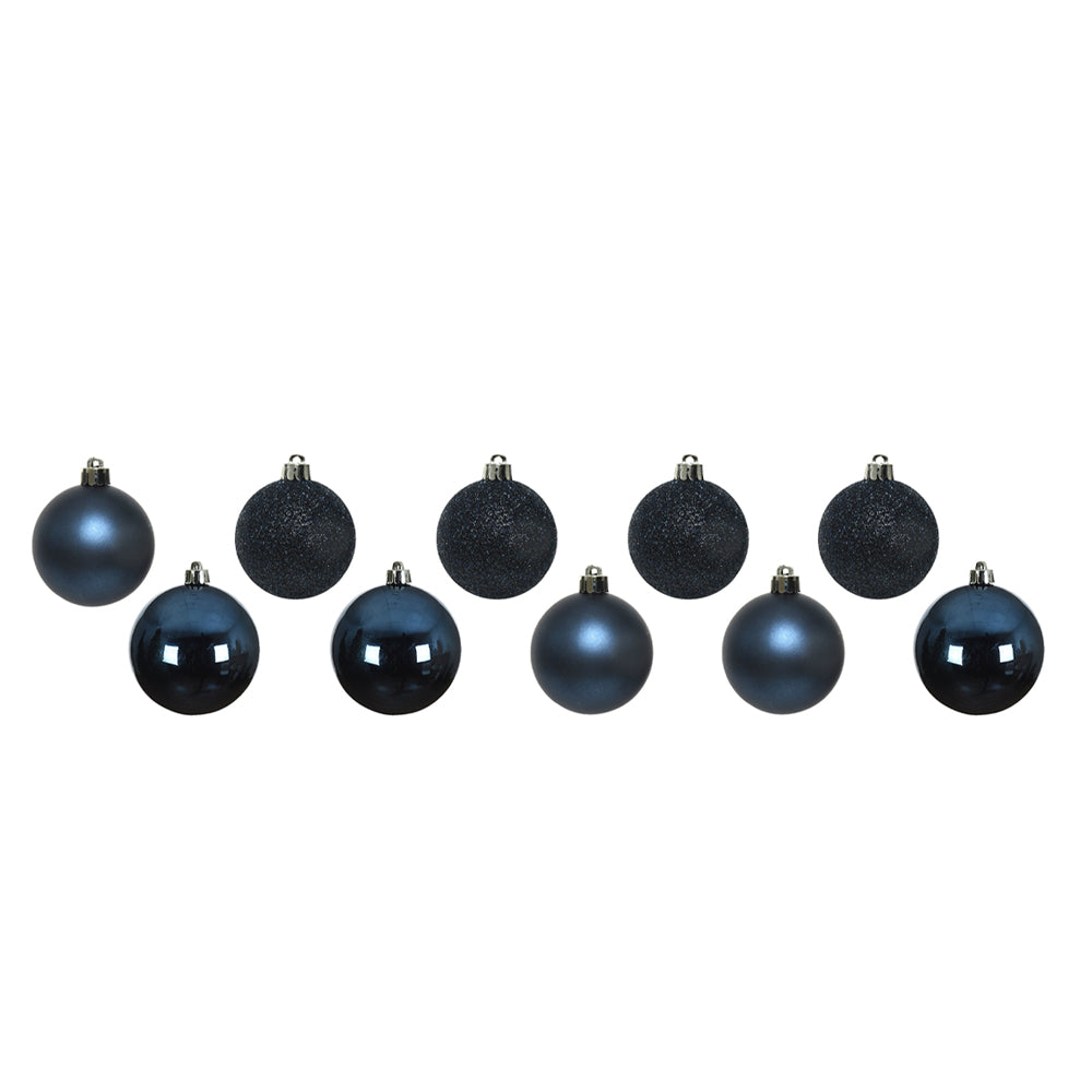 Blue - Front - Kaemingk Shatterproof Plain Christmas Bauble (Pack of 10)
