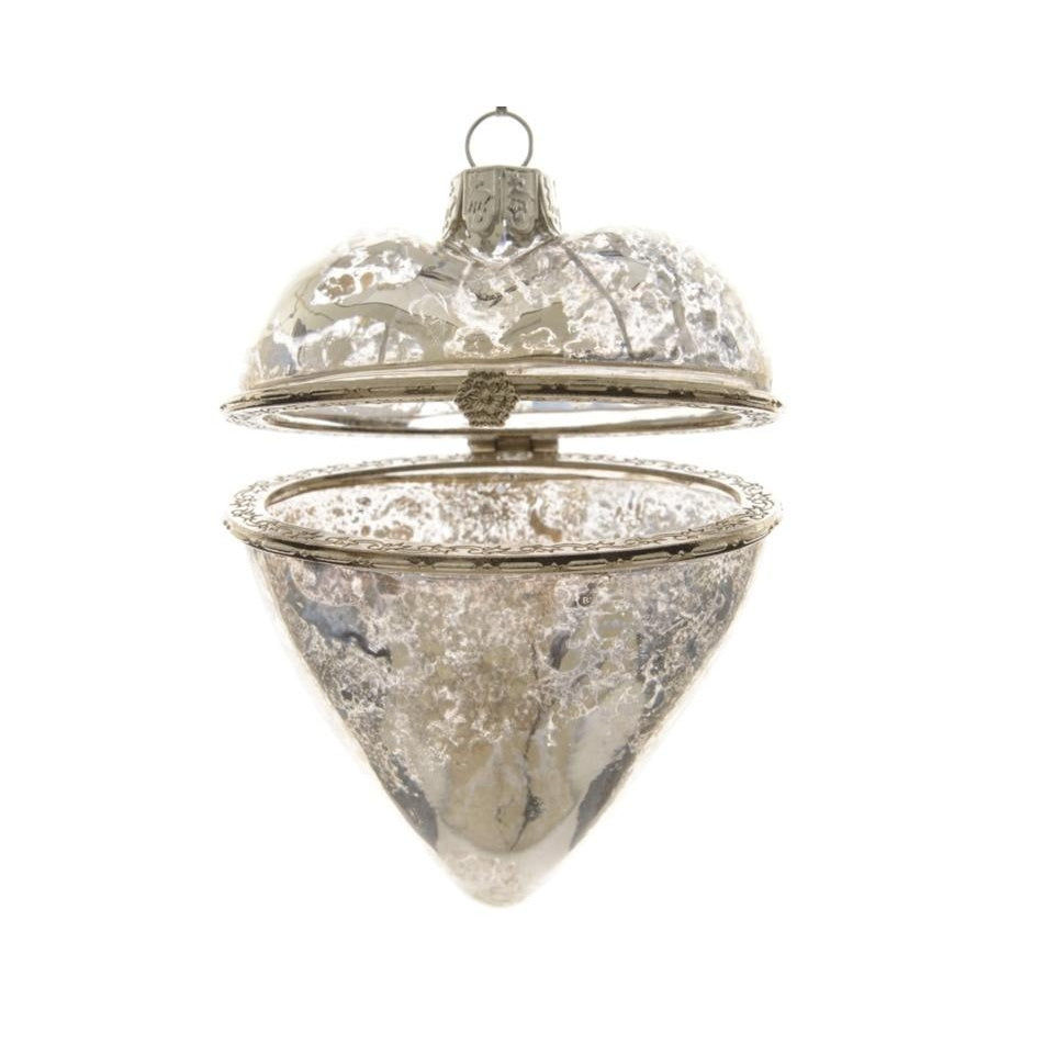 Silver - Front - Kaemingk Antique Glass Heart Christmas Tree Decoration (Pack of 18)