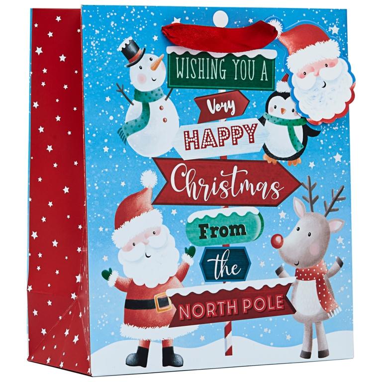 Red-Blue-White - Front - Partisan North Pole Christmas Gift Bag