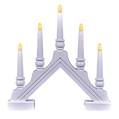 White - Front - Premier Wood Candle Christmas Decoration (UK Plug)